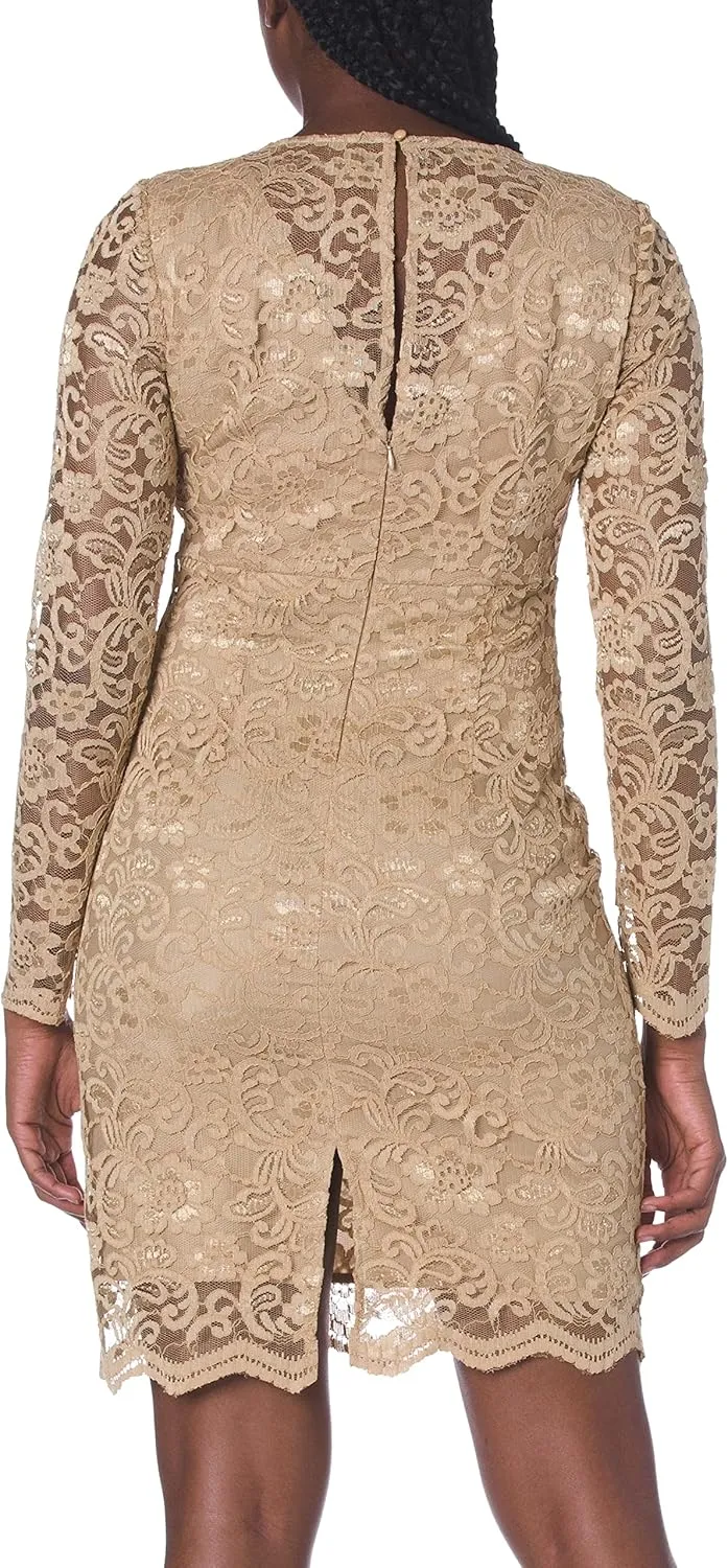 Nanette Nanette Lepore Women's Ls Off The Shoulder Lace Shift Dress W/Tiered Bell SLV