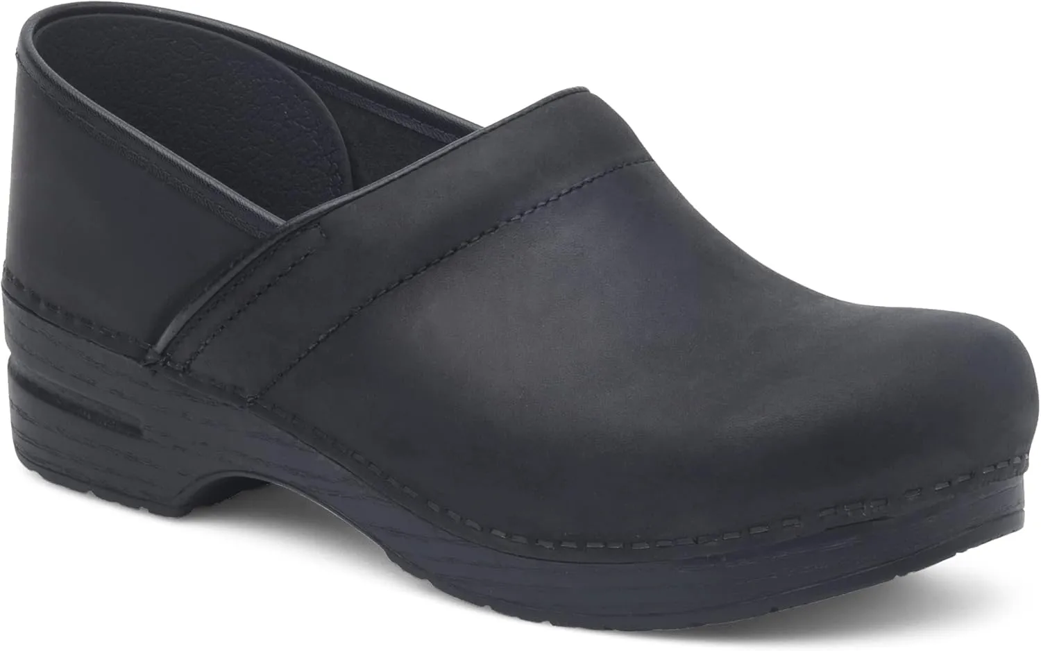 Narrow Professional Stapled Clog By Dansko Unisex Nursing Shoe Black Oiled