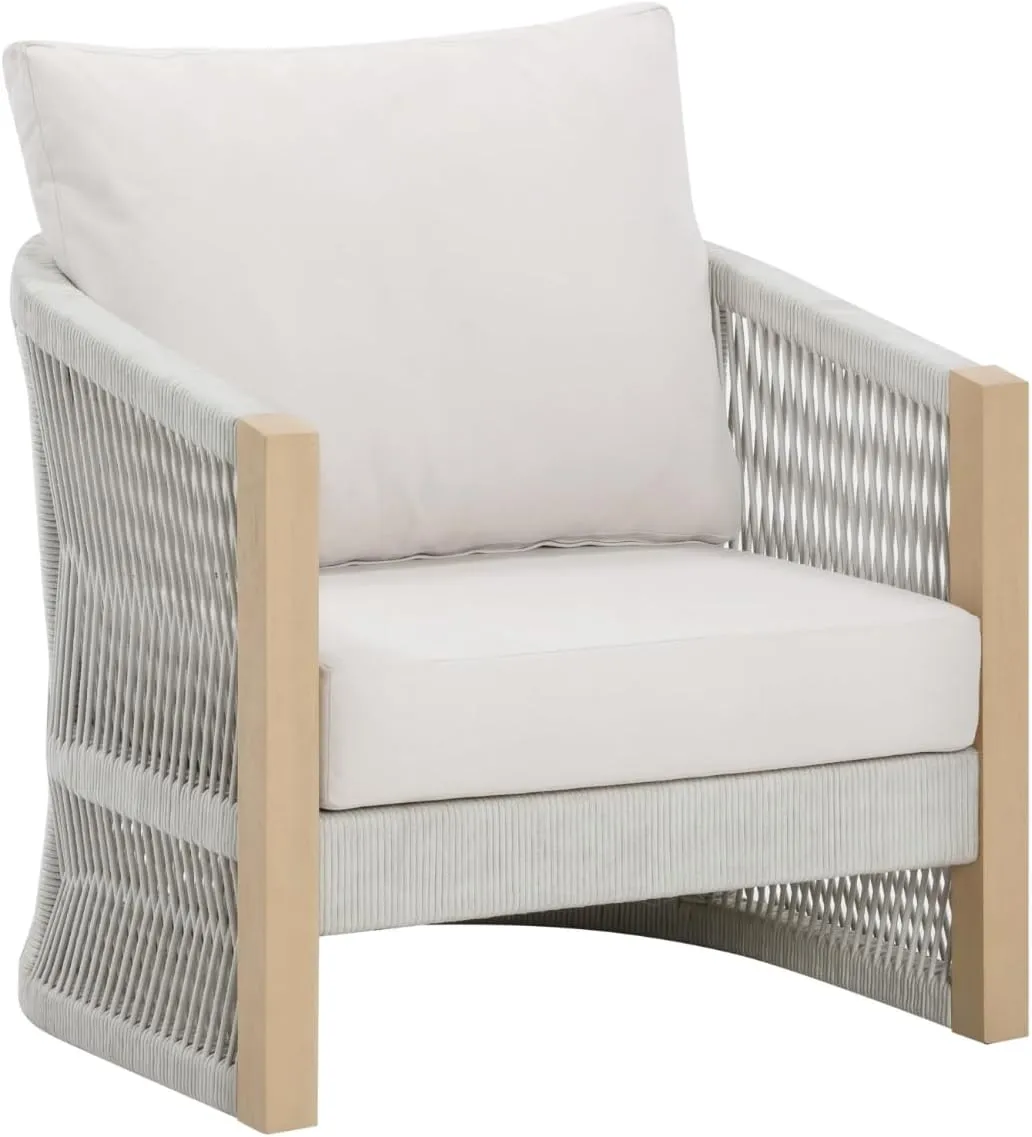 Nathan James Jagger Farmhouse Patio Chair with Cushions, Outdoor Chair for Porch with Solid Wood Acacia Frame, White Cream