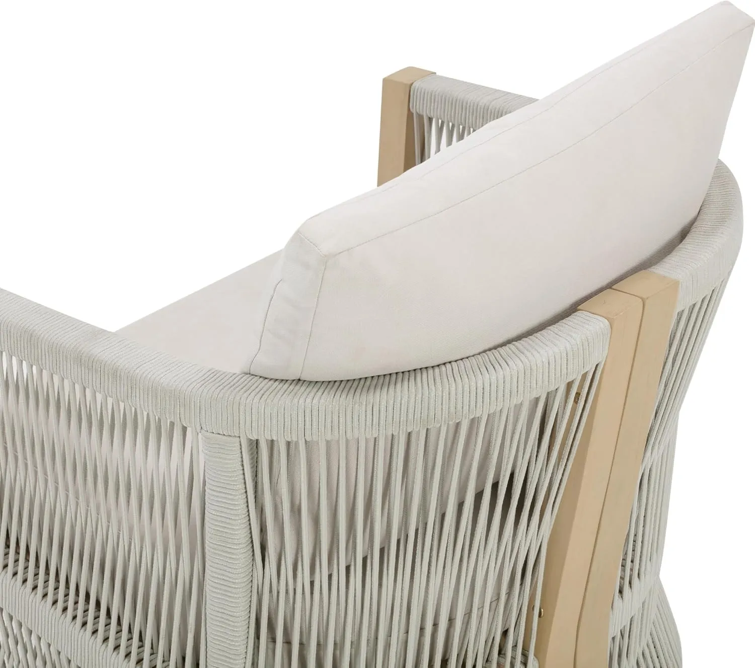 Nathan James Jagger Farmhouse Patio Chair with Cushions, Outdoor Chair for Porch with Solid Wood Acacia Frame, White Cream