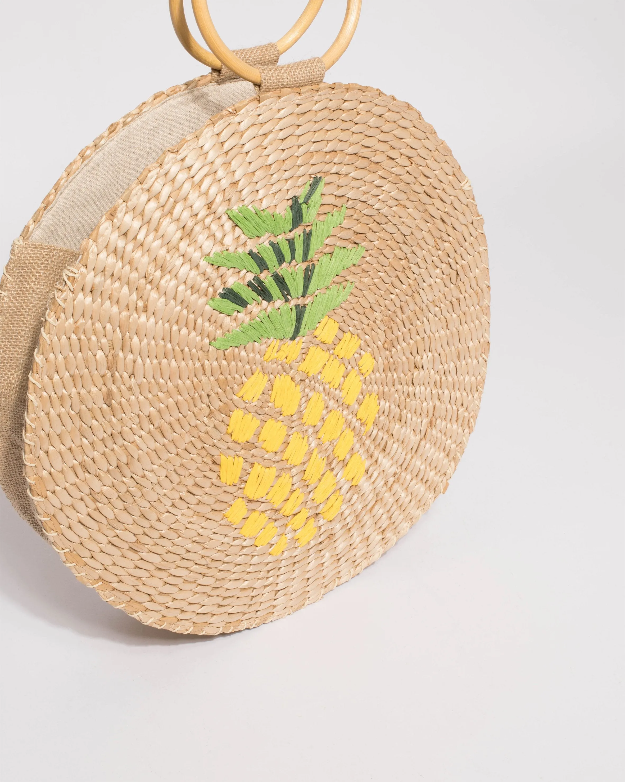Natural Round Medium Weave Bag