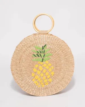 Natural Round Medium Weave Bag