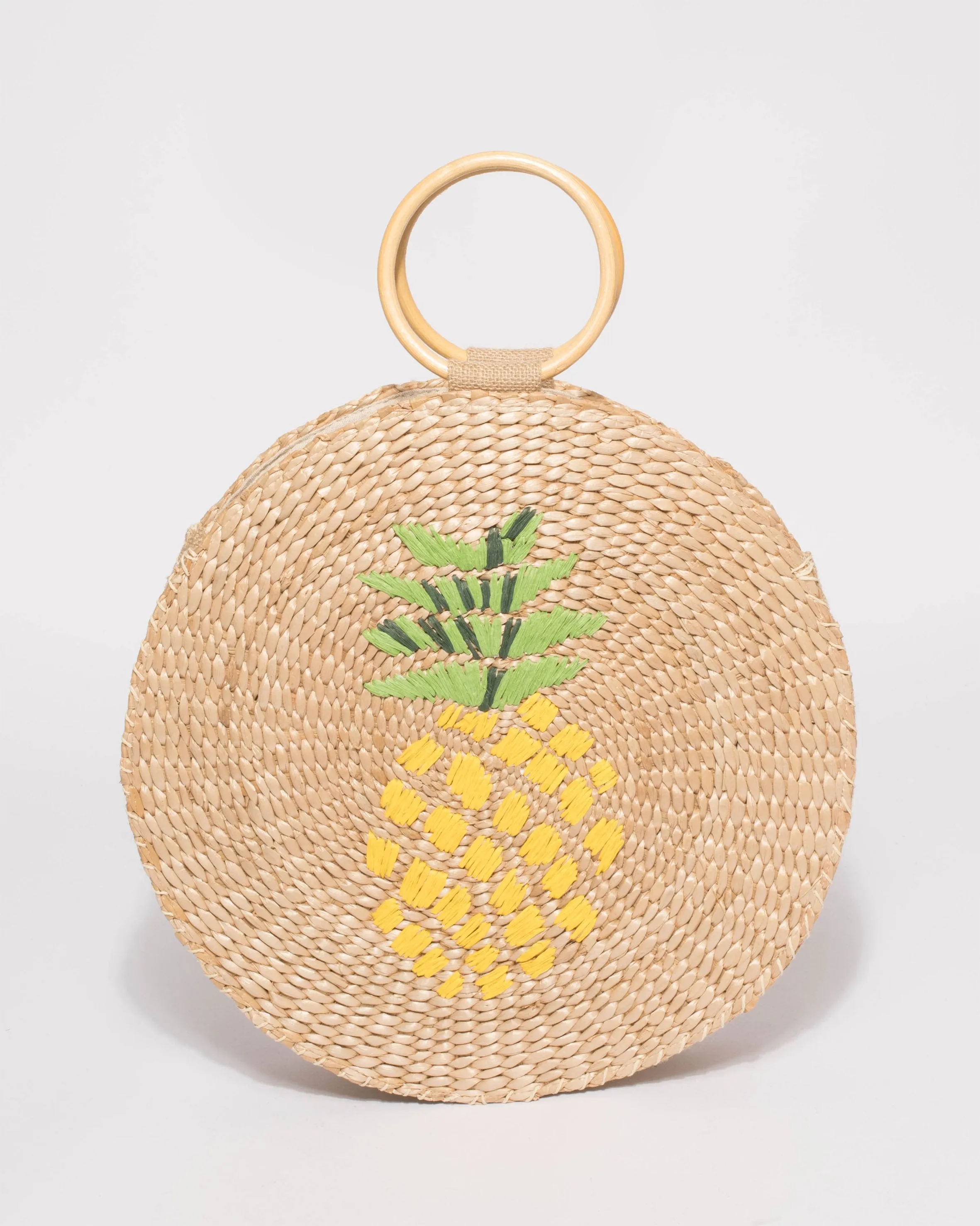 Natural Round Medium Weave Bag