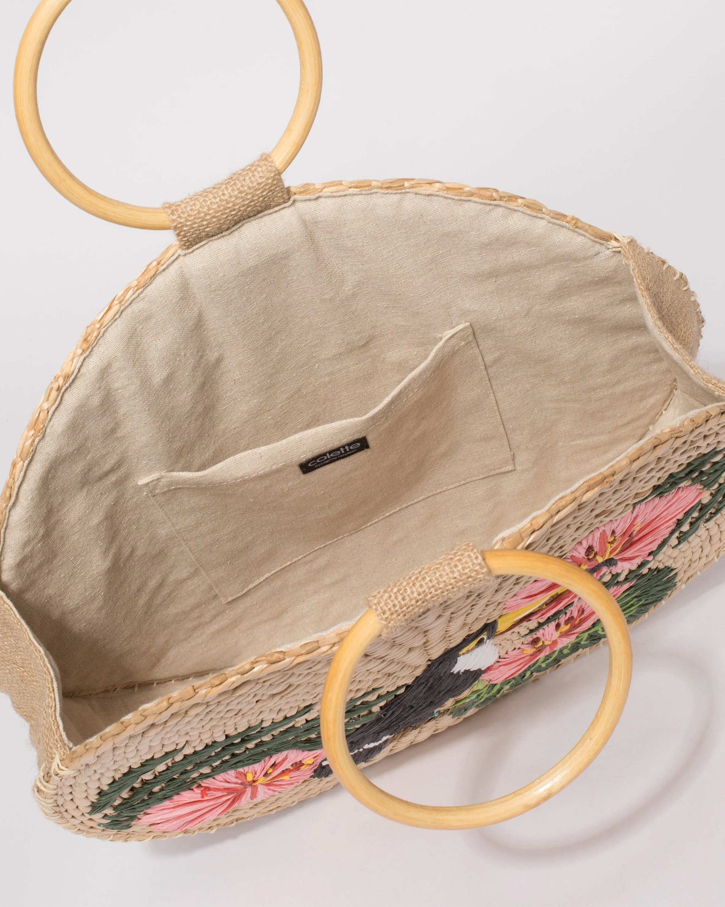 Natural Round Toucan Weave Bag