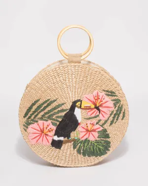 Natural Round Toucan Weave Bag
