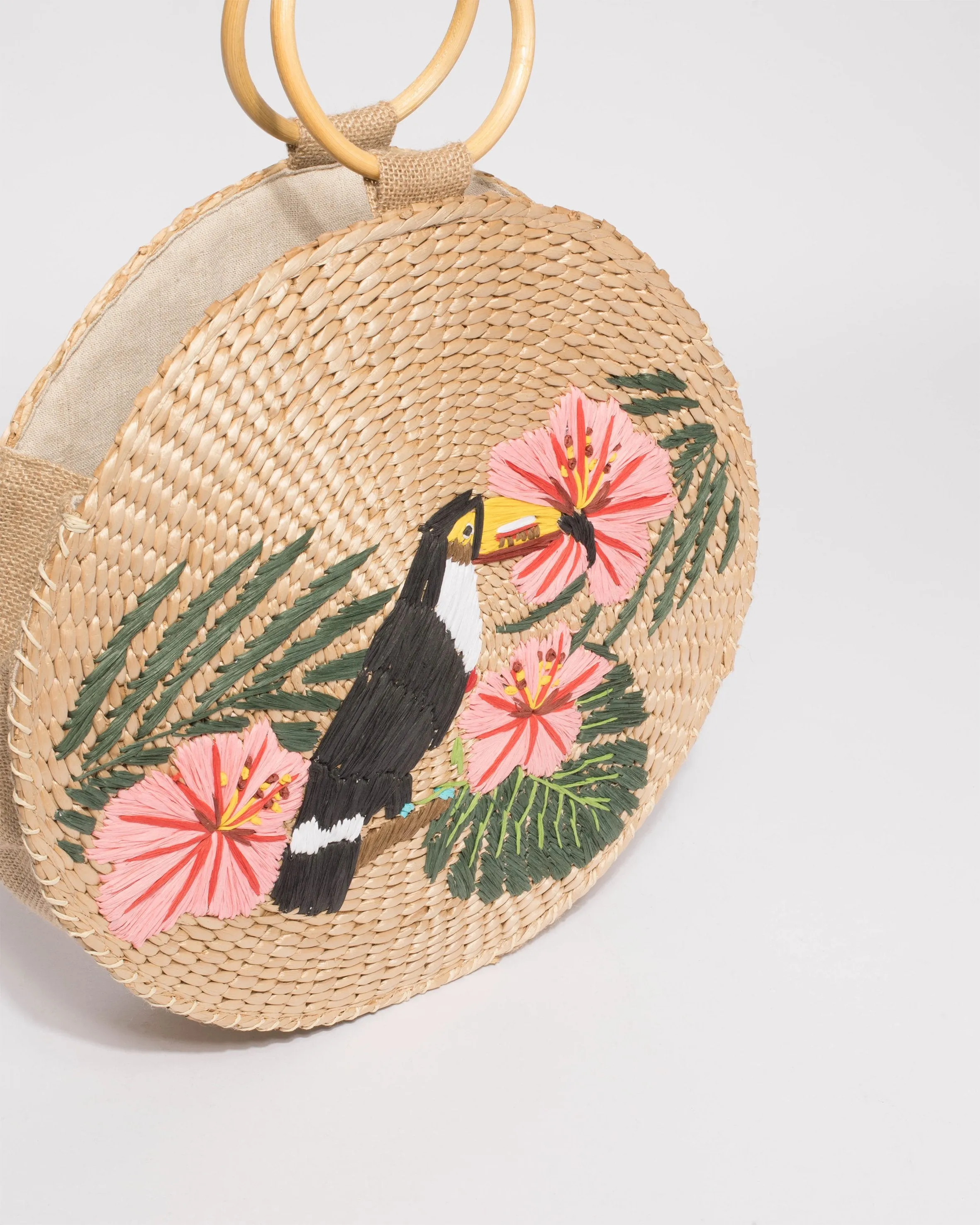 Natural Round Toucan Weave Bag