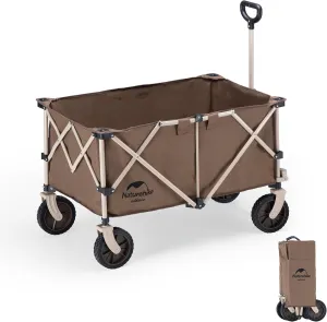 Naturehike 42" L Collapsible Folding Wagon, 280L Extra Large Capacity Outdoor Foldable Utility Cart with Adjustable Handle for Camping Garden Sports Shopping