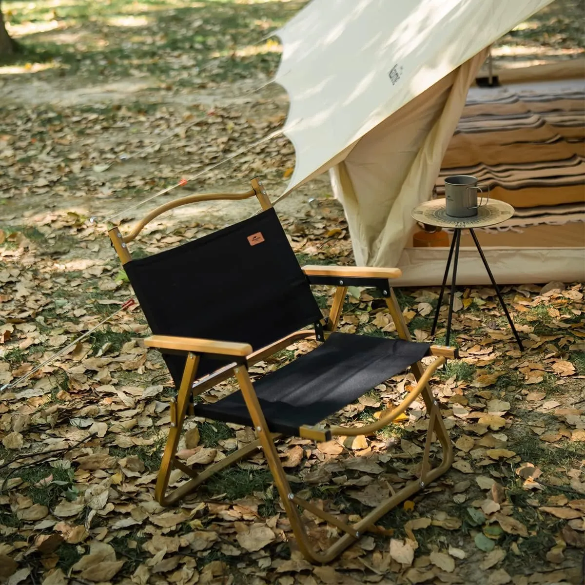 Naturehike MW02 Foldable Camp Chair - Large, Black, Aluminum, Supports 330 Lbs, Portable, Outdoor, Camping, Hiking, Fishing, Beach, Picnics