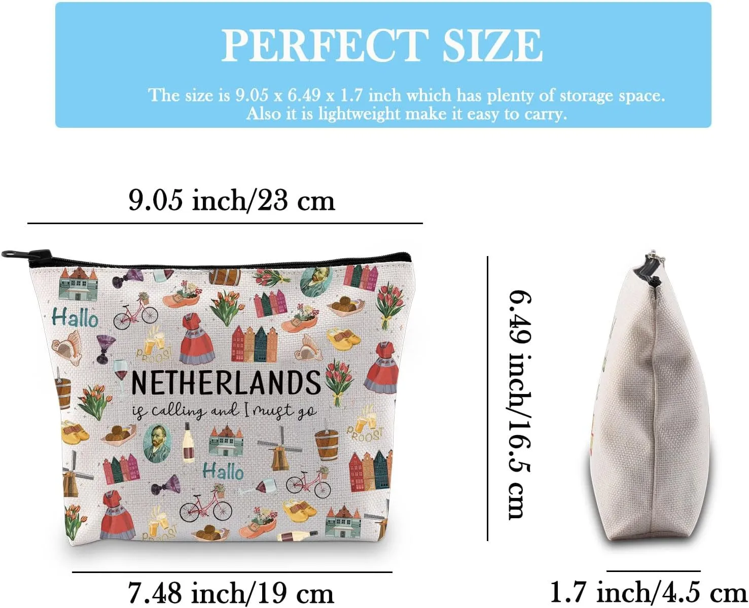 Netherlands Holland Dutch Souvenir Gift Bachelorette Party Gift Netherlands Is Calling I Must Go Travel Makeup Bag