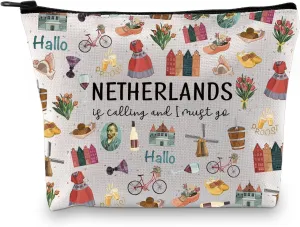 Netherlands Holland Dutch Souvenir Gift Bachelorette Party Gift Netherlands Is Calling I Must Go Travel Makeup Bag