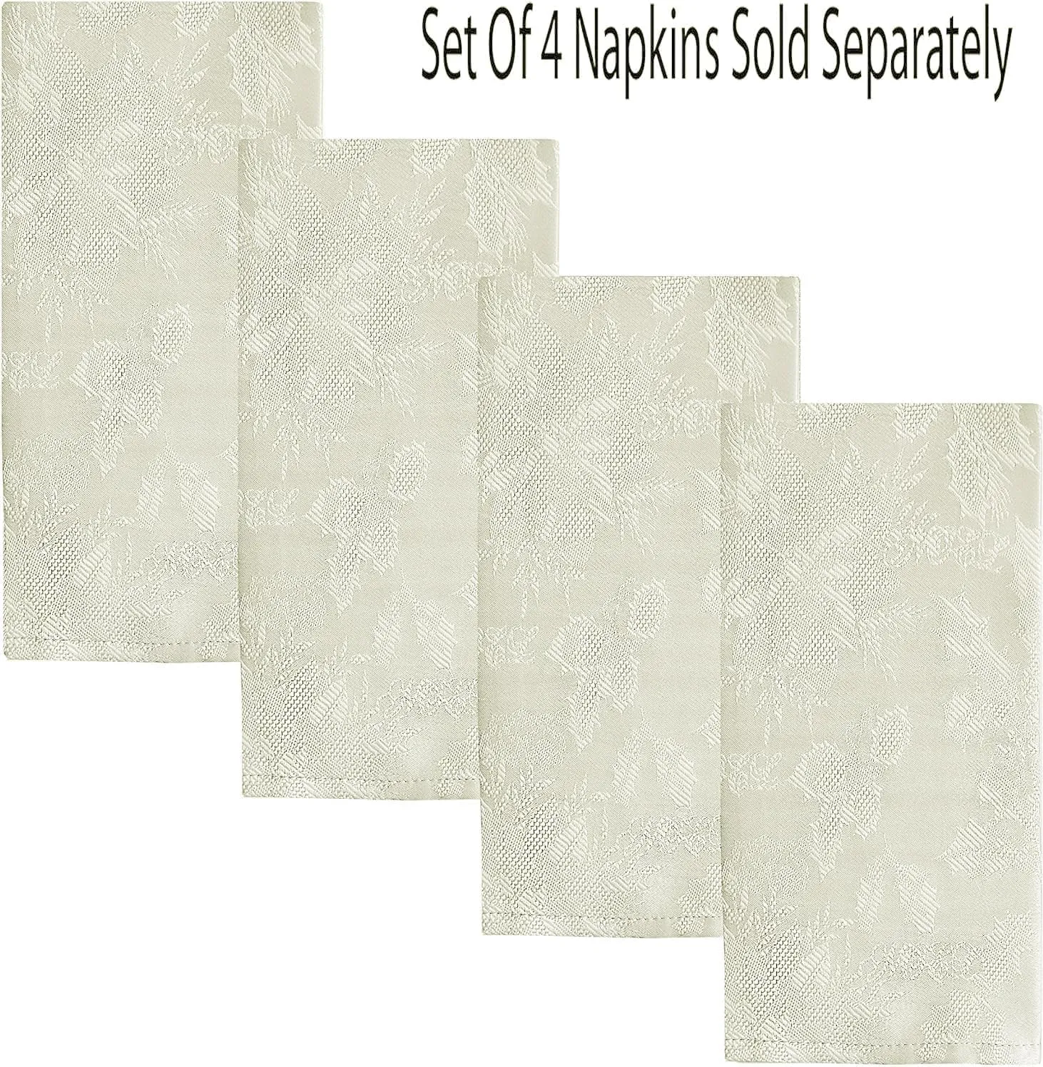Newbridge “Christmas Carol” Holiday Noel Damask Tablecloth, Holly Leaf and Poinsettia Weave Damask Soil Resistant, Wrinkle Free Easy Care Tablecloth, 60” x 120” Oblong/Rectangle, Ivory