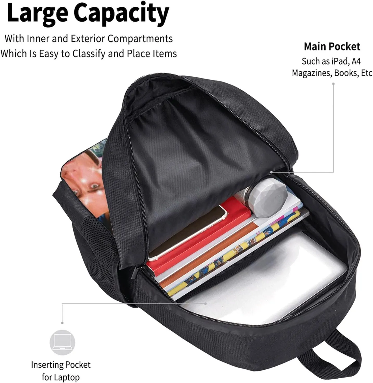 Nic-olas Cage Backpack,Large Capacity Lightweight Travel Casual Daypack Large Laptop Bag