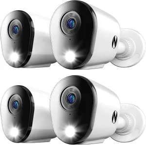 Night Owl Add On Wired 4K HD Indoor/Outdoor Deterrence Cameras with 2-Way Audio (4-Pack) (Requires Compatible DVR - Sold Separately) (4 Camera)