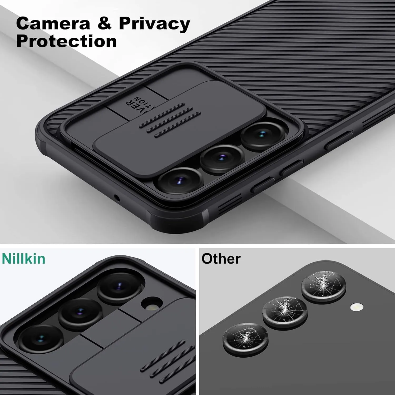 Nillkin CamShield Pro S23 Case with Camera Cover, for Samsung Galaxy S23 Slim Protective Phone Case, Rugged Case for Samsung S23 5G 2023 - Black 6.1'' (Classic Black)