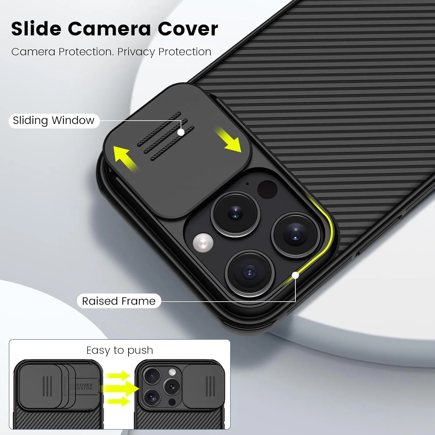 Nillkin for Phone 16 Pro case, CamShield Pro 16 Pro Case with Slide Camera Cover, Back Cover Compatible with Phone 16 Pro 5G Slim case 6.3'' Black