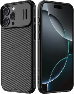 Nillkin for Phone 16 Pro case, CamShield Pro 16 Pro Case with Slide Camera Cover, Back Cover Compatible with Phone 16 Pro 5G Slim case 6.3'' Black