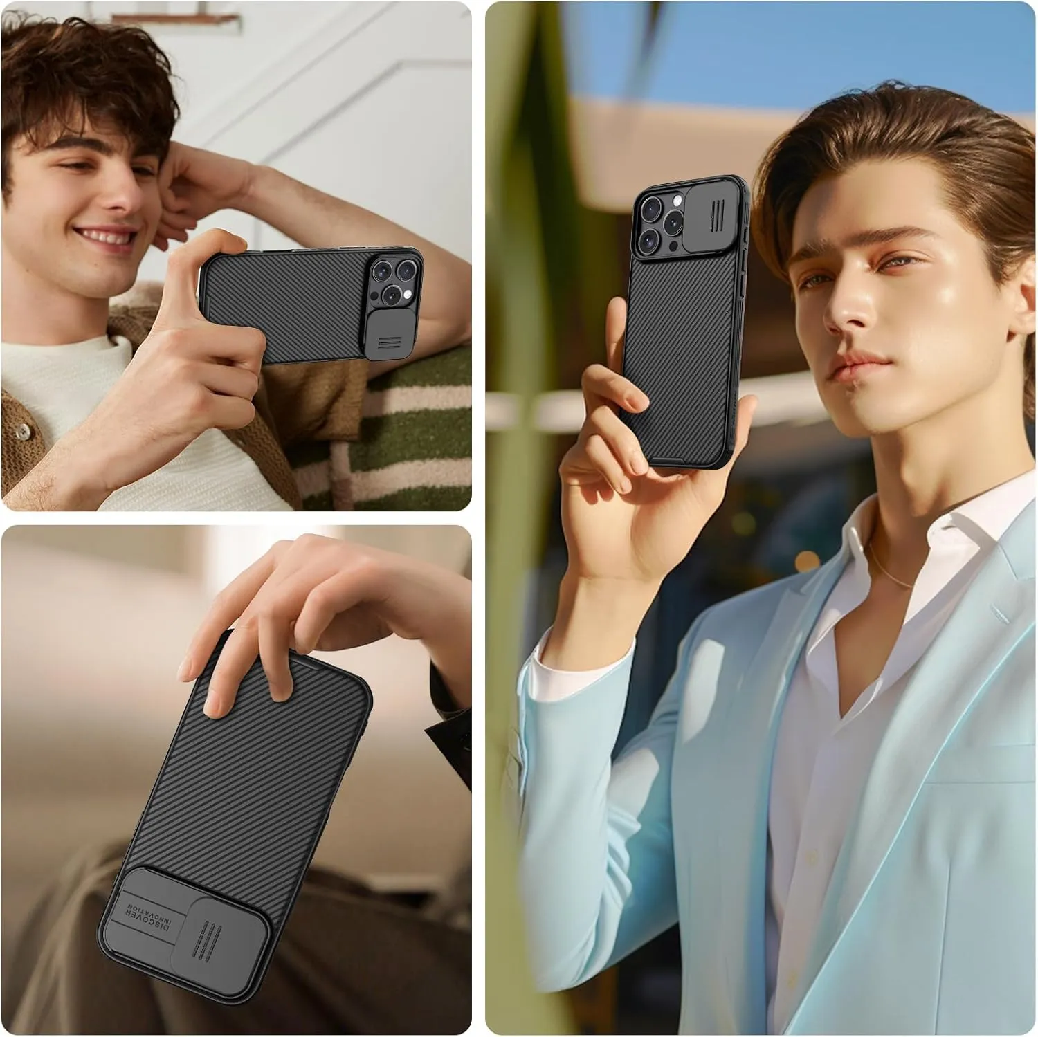 Nillkin for Phone 16 Pro case, CamShield Pro 16 Pro Case with Slide Camera Cover, Back Cover Compatible with Phone 16 Pro 5G Slim case 6.3'' Black