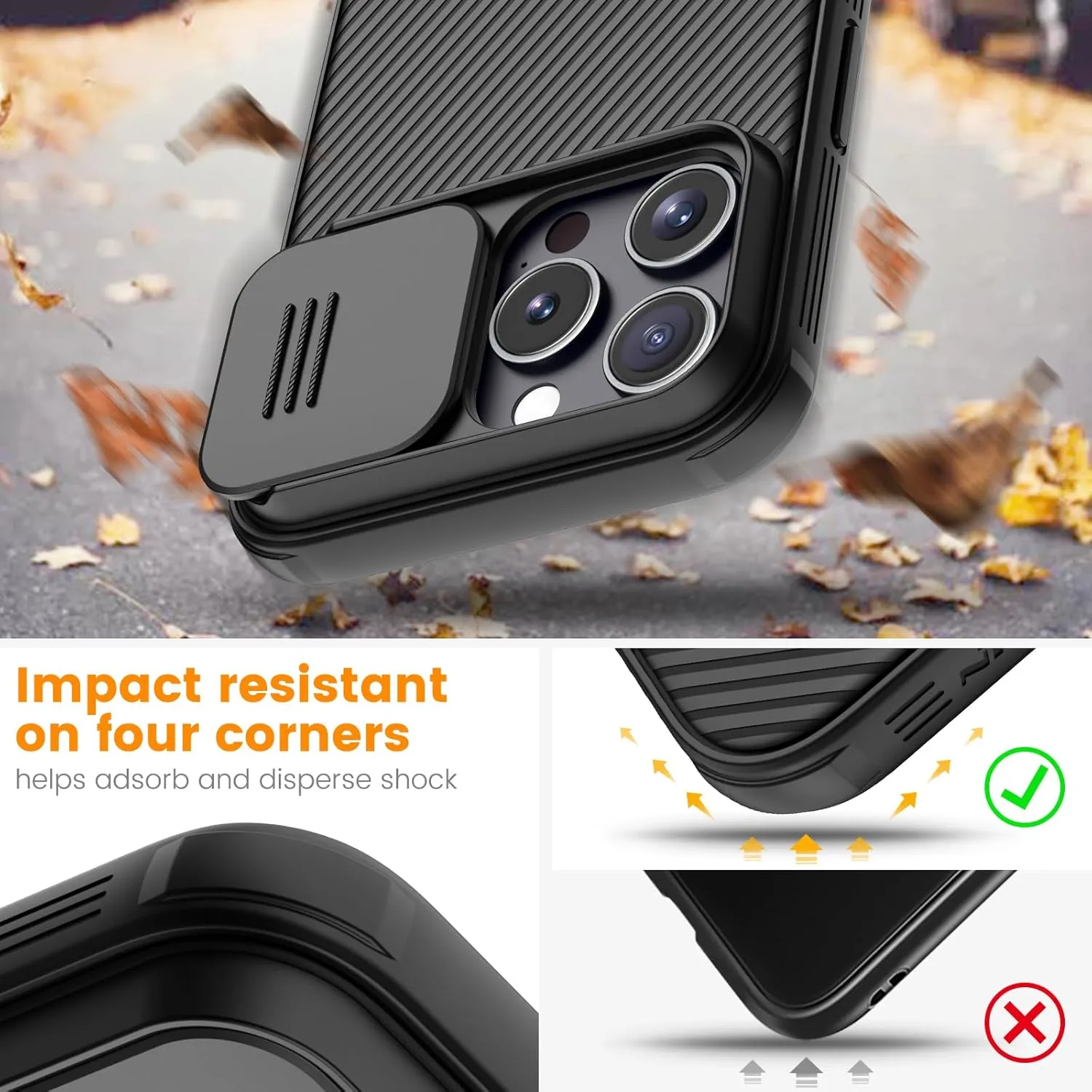 Nillkin for Phone 16 Pro case, CamShield Pro 16 Pro Case with Slide Camera Cover, Back Cover Compatible with Phone 16 Pro 5G Slim case 6.3'' Black