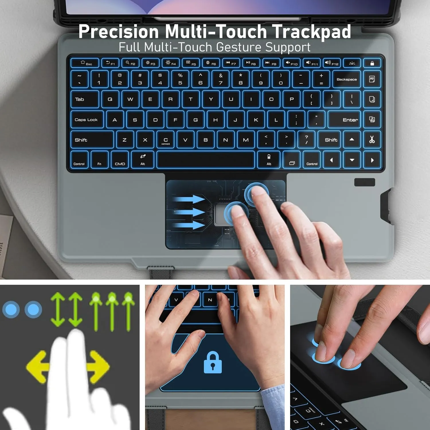 Nillkin for Samsung Galaxy Tab S10 Ultra Detachable Keyboard Case with 7 Backlit, Kickstand, Trackpad, S Pen Holder, S10 Ultra Tablet Case with Keyboard for Tablet S9 Ultra 14.6''