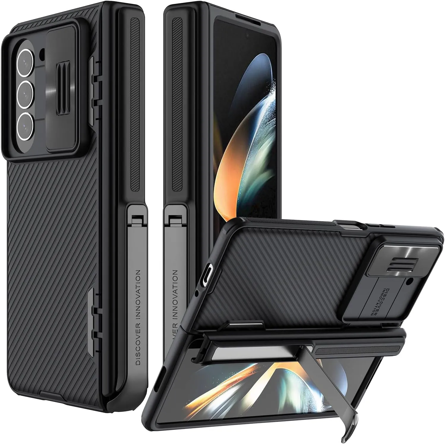 Nillkin for Samsung Galaxy Z Fold 5 Case with Kickstand & Hinge Protection [Slide Camera Cover] CamShield Pro Slim Protective Phone Case for Galaxy Z Fold 5 5G Black