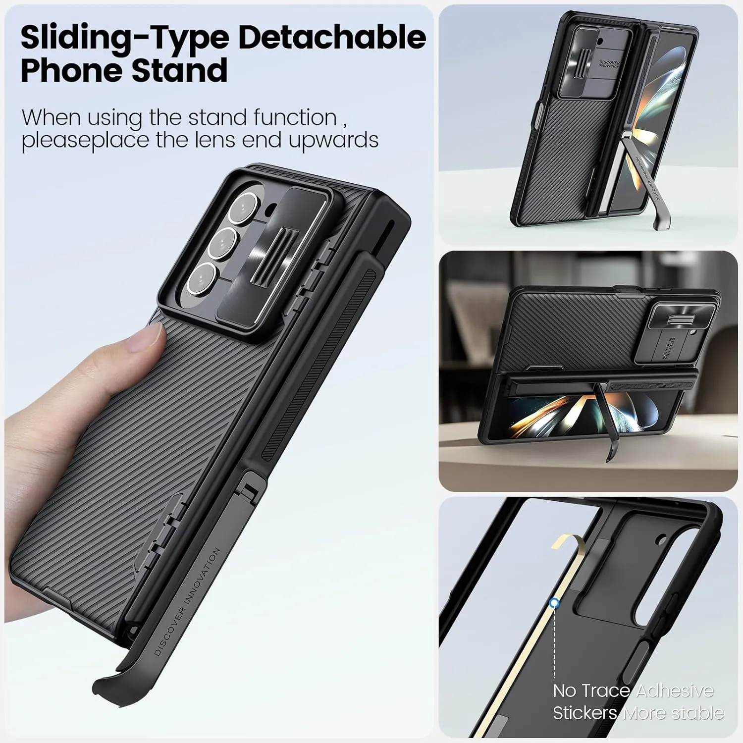 Nillkin for Samsung Galaxy Z Fold 5 Case with Kickstand & Hinge Protection [Slide Camera Cover] CamShield Pro Slim Protective Phone Case for Galaxy Z Fold 5 5G Black