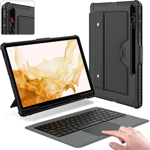 Nillkin Galaxy Tab S7 FE Keyboard Case 12.4 inch with Multi-Touch Trackpad and Camera Cover Compatible with Galaxy Tab S8  /S7  , Detachable Folio Keyboard Cover with S Pen Holder