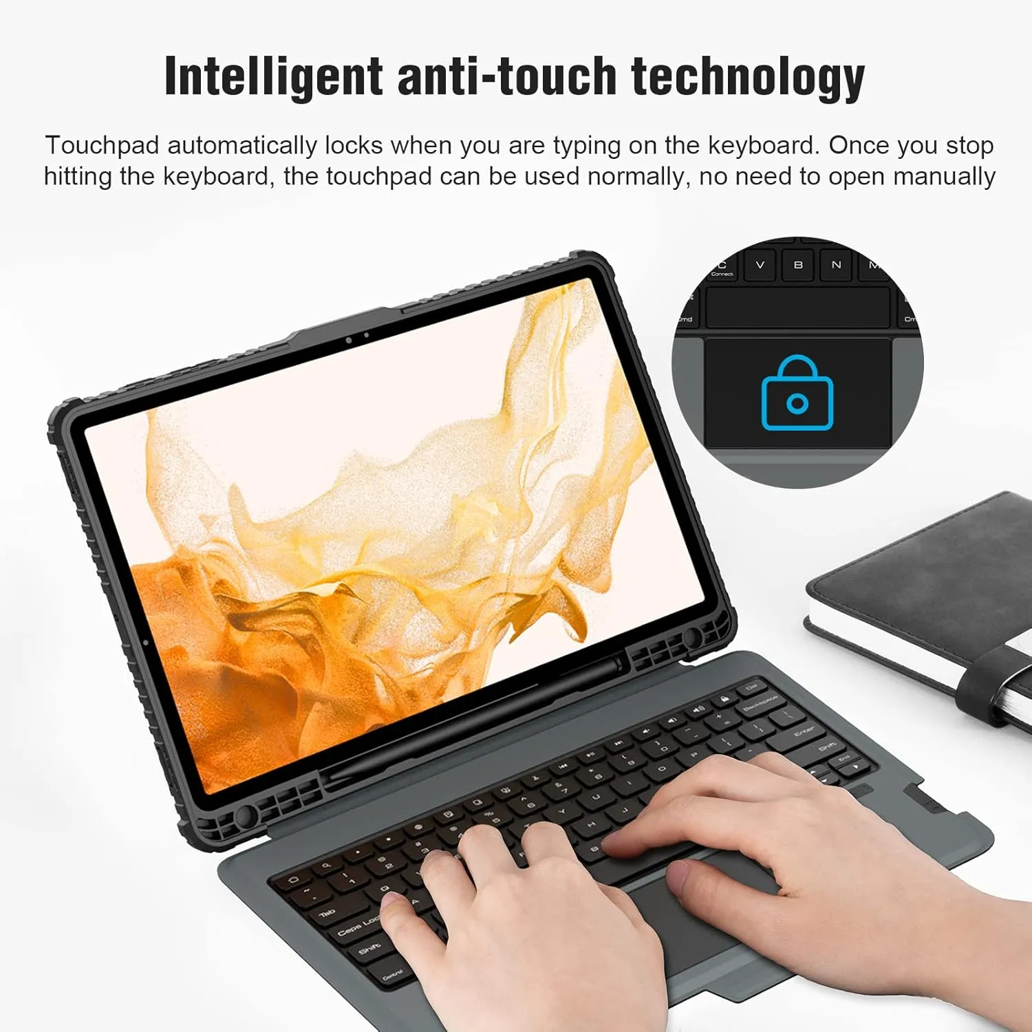 Nillkin Galaxy Tab S7 FE Keyboard Case 12.4 inch with Multi-Touch Trackpad and Camera Cover Compatible with Galaxy Tab S8  /S7  , Detachable Folio Keyboard Cover with S Pen Holder