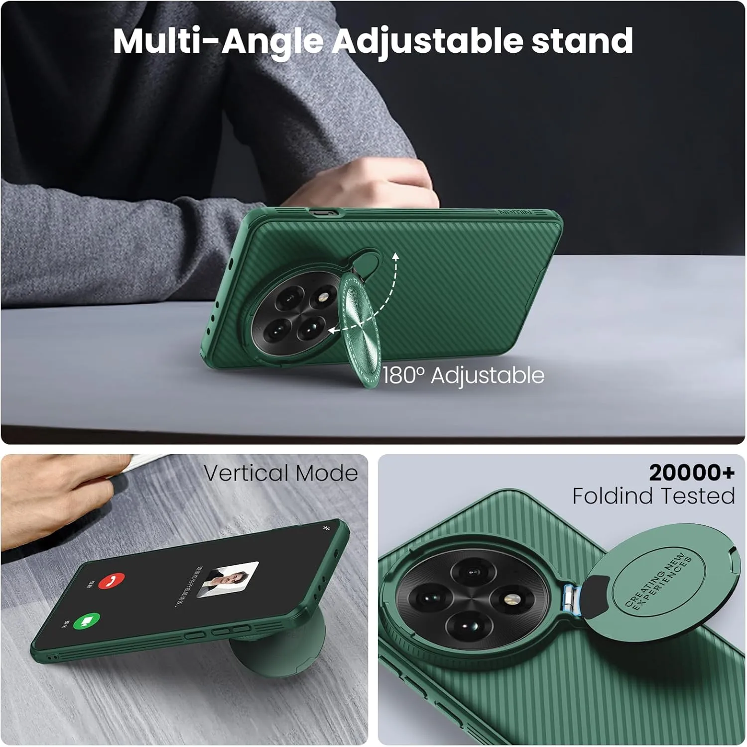 Nillkin Magnetic for OnePlus 13 Case, Compatible with MagSafe, Thin Slim Fit Case with Upgrade Camera Cover and Kickstand, Camshield Prop Case for OnePlus 13, Green