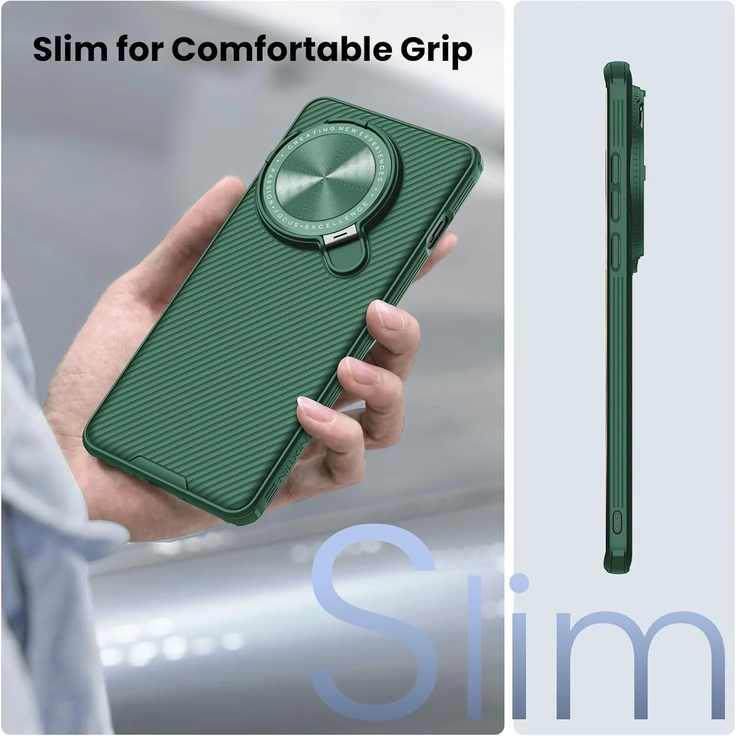 Nillkin Magnetic for OnePlus 13 Case, Compatible with MagSafe, Thin Slim Fit Case with Upgrade Camera Cover and Kickstand, Camshield Prop Case for OnePlus 13, Green