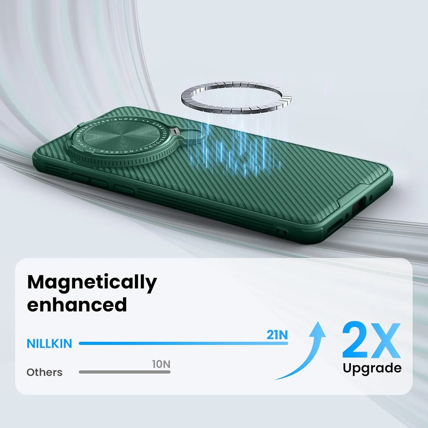 Nillkin Magnetic for OnePlus 13 Case, Compatible with MagSafe, Thin Slim Fit Case with Upgrade Camera Cover and Kickstand, Camshield Prop Case for OnePlus 13, Green