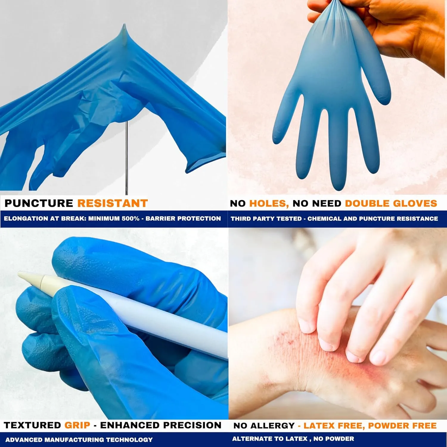 Nitrile Exam Gloves, Powder Free, Latex Free, Chemo Tested, Fentanyl Resistant - Blue (Box/Case)