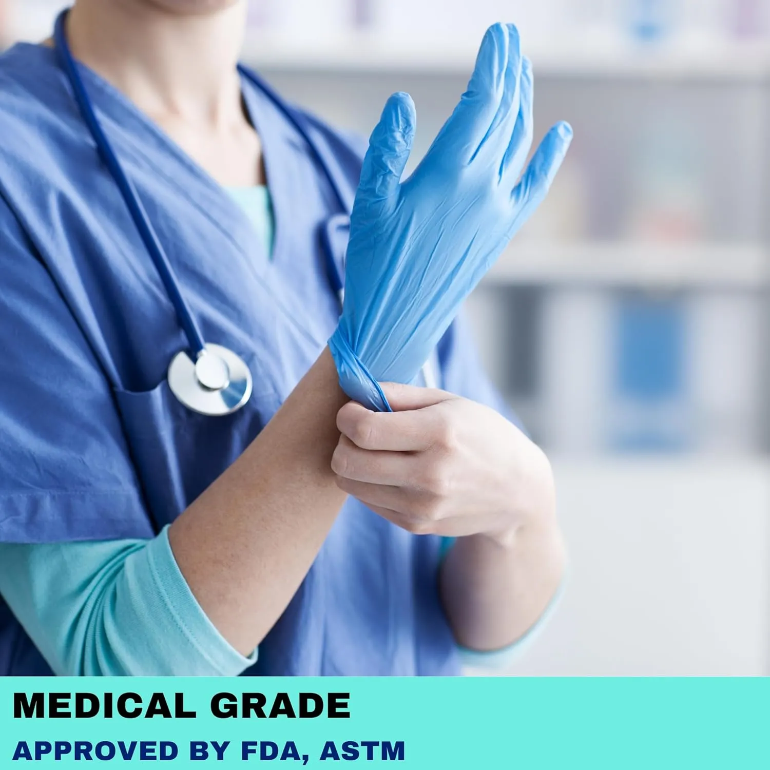 Nitrile Exam Gloves, Powder Free, Latex Free, Chemo Tested, Fentanyl Resistant - Blue (Box/Case)