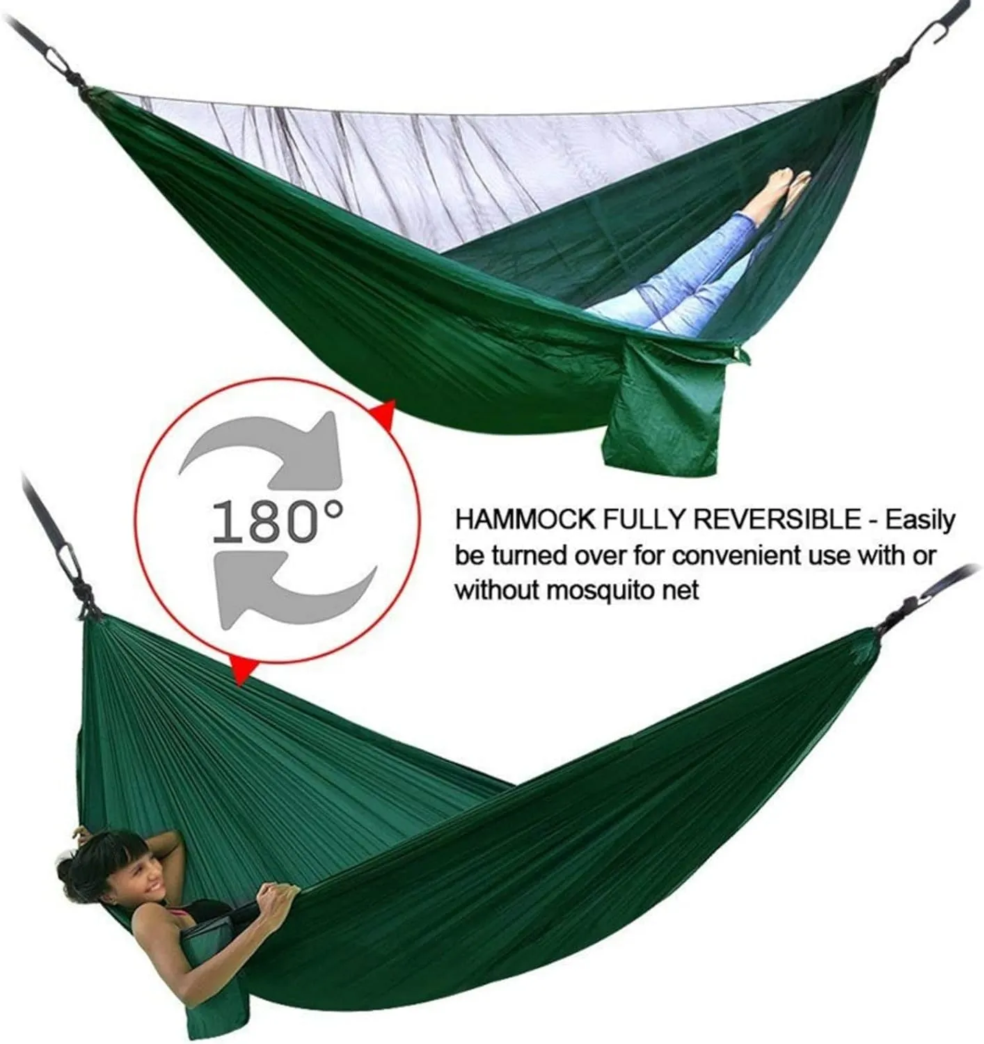 NOBRIM Portable Hammock Outdoors Double Camping Hammocks with Mosquito Net Lightweight Parachute Nylon Hammock for Backpacking Hiking