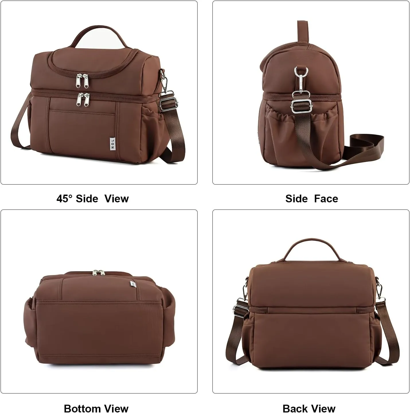 NOL Natural Organic Lifestyle Adult Lunch Box Insulated Lunch Bag Large Dual Compartment Lunch Bag Coolers Lightweight Nylon Waterproof Lunch Box for Work, Picnic, Travel, Outdoors, Coffee