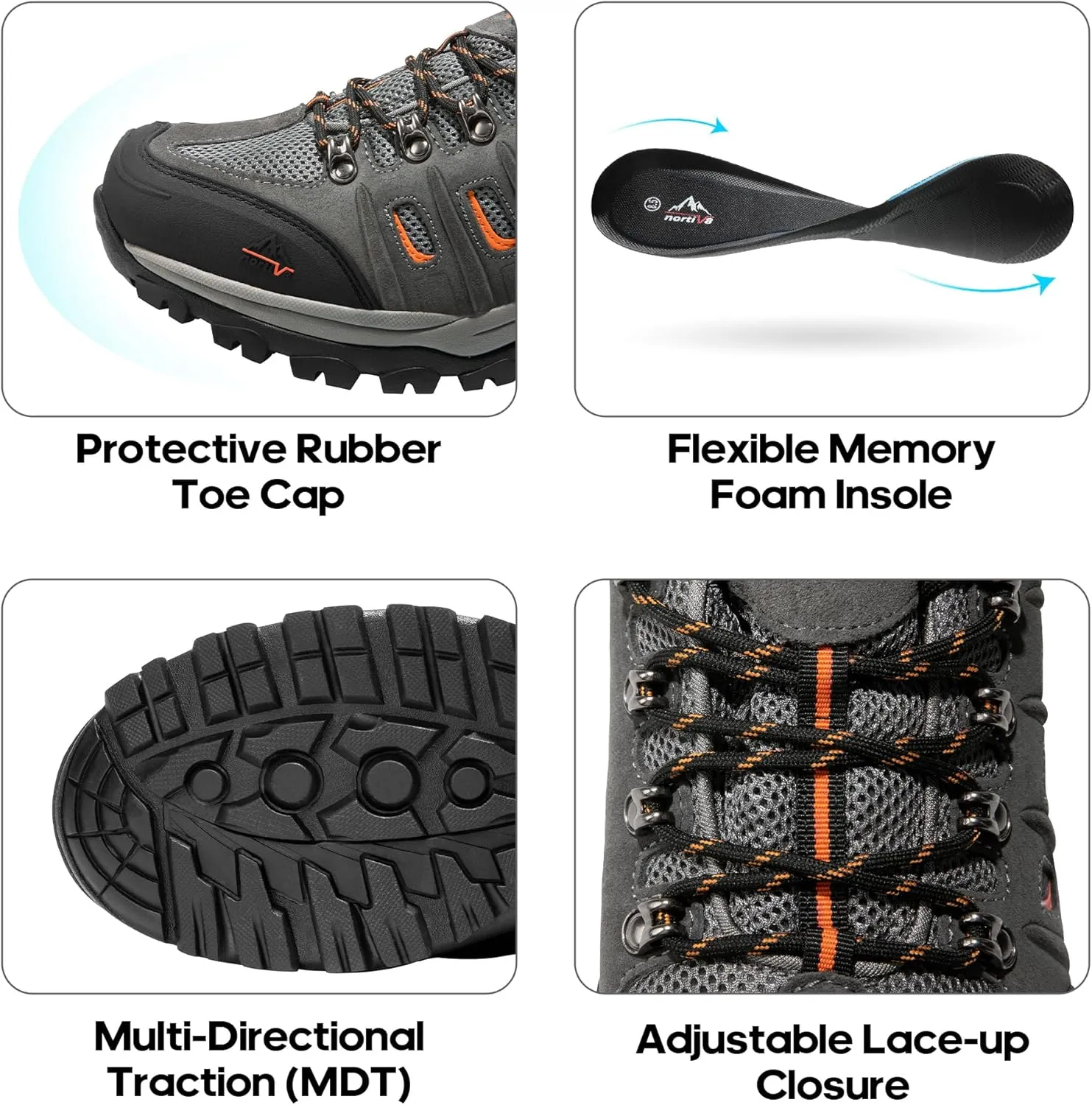 NORTIV 8 Men's Waterproof Hiking Shoes Leather Low-Top Hiking Shoes for Outdoor Trailing Trekking Camping Walking Quest