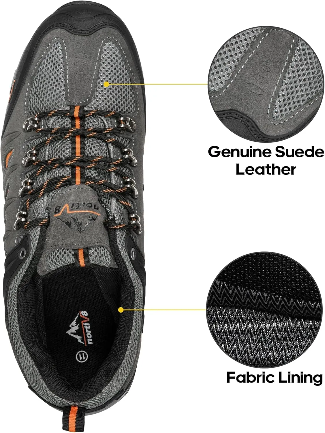 NORTIV 8 Men's Waterproof Hiking Shoes Leather Low-Top Hiking Shoes for Outdoor Trailing Trekking Camping Walking Quest