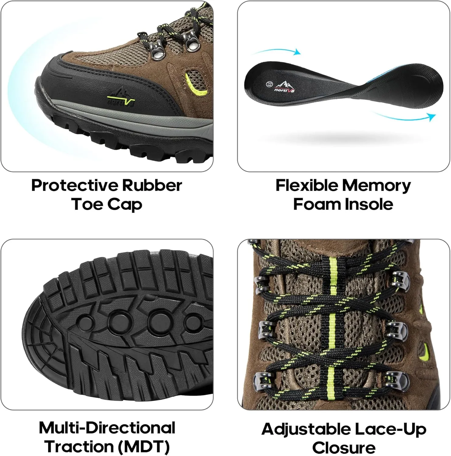 NORTIV 8 Men's Waterproof Hiking Shoes Leather Low-Top Hiking Shoes for Outdoor Trailing Trekking Camping Walking Quest