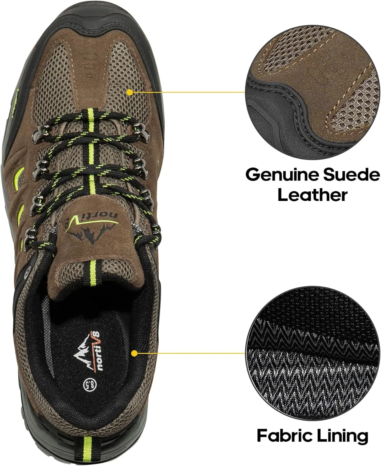 NORTIV 8 Men's Waterproof Hiking Shoes Leather Low-Top Hiking Shoes for Outdoor Trailing Trekking Camping Walking Quest