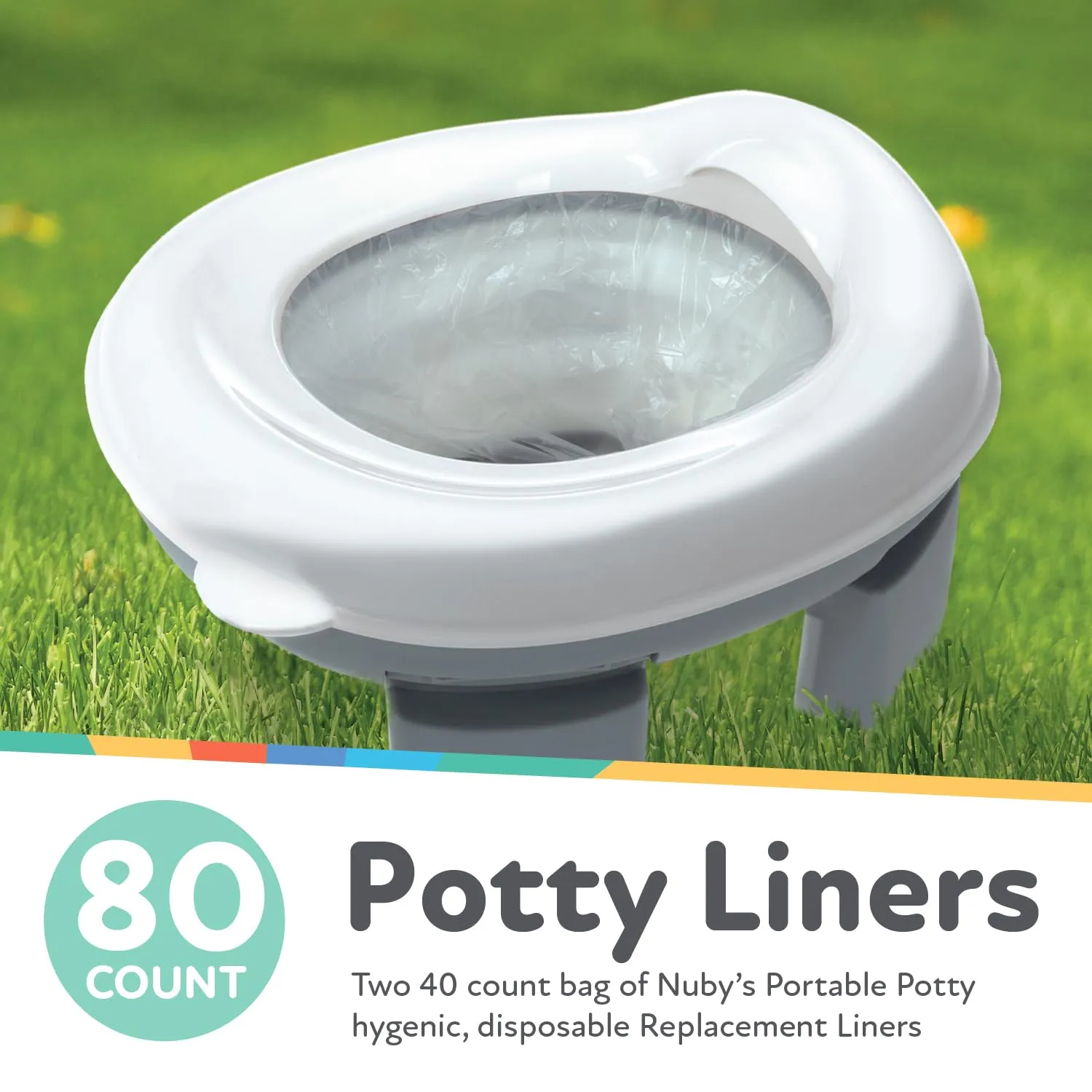 Nuby Portable Potty Replacement Liners - Disposable Potty Liners - Toddler Potty Training Essentials - 80 Count