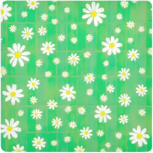 ODAWA Protective Camera Lens Wrap Daisies Green Plaid Self-adhesive Cloth 21.7"x21.7" Wrap Protection for Camera and Lens