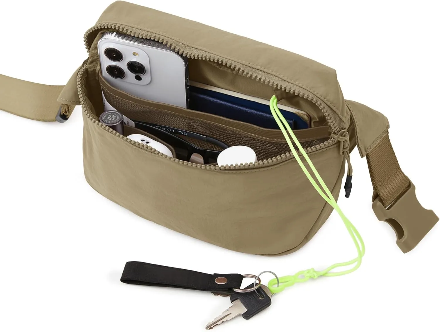 ODODOS 2L Belt Bag for Women Men, Crossbody Fanny Packs with Adjustable Strap Waist Pouch for Workout Hiking Running Travel, Field