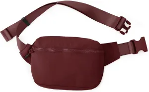 ODODOS 2L Belt Bag for Women Men, Crossbody Fanny Packs with Adjustable Strap Waist Pouch for Workout Hiking Running Travel, Wine