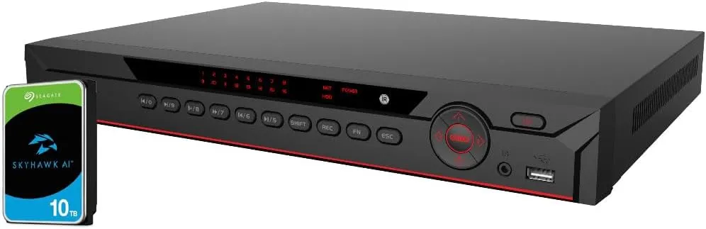 OEM NVR4216-16P-4K Surveillance System for Dahua - 16 Channel NVR with 10TB Hard Drive Preinstalled, 1U 2SATA 16PoE 4K Network Video Recorder