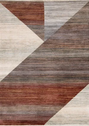 Olivia Distressed Geometric Red White Grey Area Rug - 5'3" x 7'10"|Carpette Olivia rouge, blanche et grise à motif géométrique vieilli - 5 pi 3 po x 7 pi 10 po