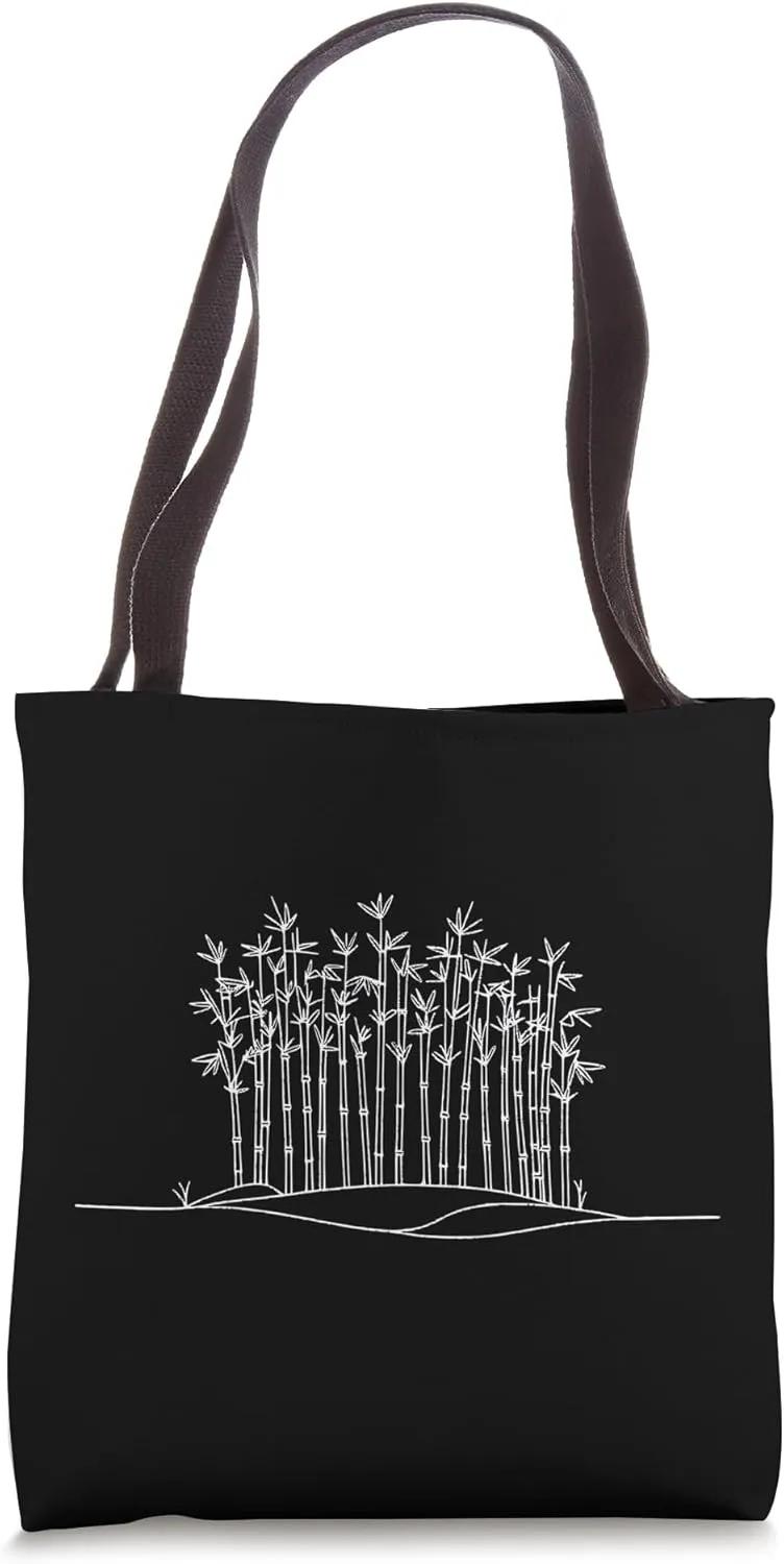 One Line Art Drawing Bamboo Stalks Tote Bag