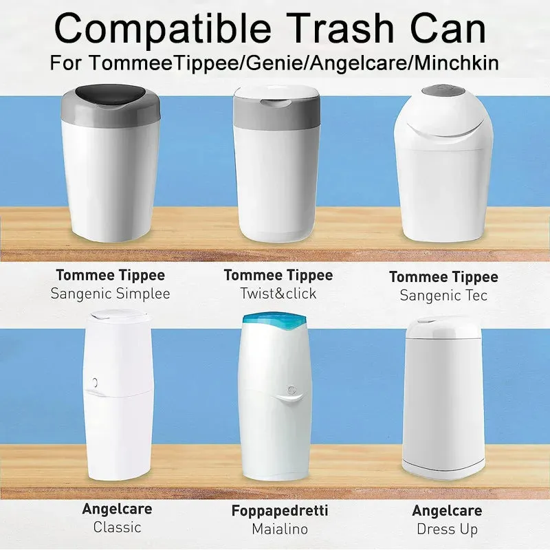 Orange Diaper Pail Refill Bags for Angelcare, Sangenic, Tommee Tippee, Twist & Click, Genie, Munchkin (1/5/10 Pack)