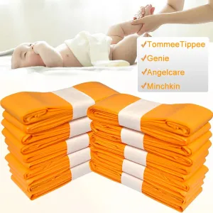 Orange Diaper Pail Refill Bags for Angelcare, Sangenic, Tommee Tippee, Twist & Click, Genie, Munchkin (1/5/10 Pack)
