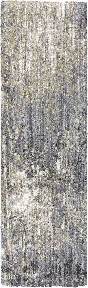 Oriental Weavers Aspen Shag Area Rug - 2060W - 2'3" x 7'6" - in Grey/Ivory - Plush Soft Shag, Modern Style, Stain Resistant, Cushion Feel, Entryway, Hallway Runner Rug