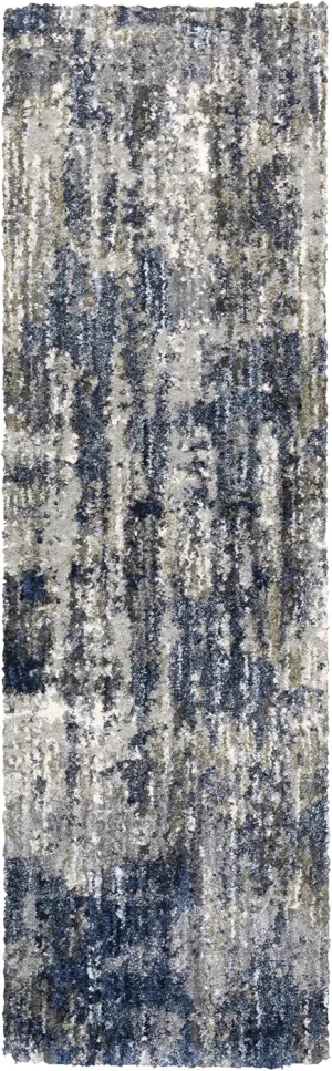 Oriental Weavers Aspen Shag Area Rug - 2061L - 2'3" x 7'6" - in Grey/Blue - Plush Soft Shag, Modern Style, Stain Resistant, Cushion Feel, Entryway, Hallway Runner Rug