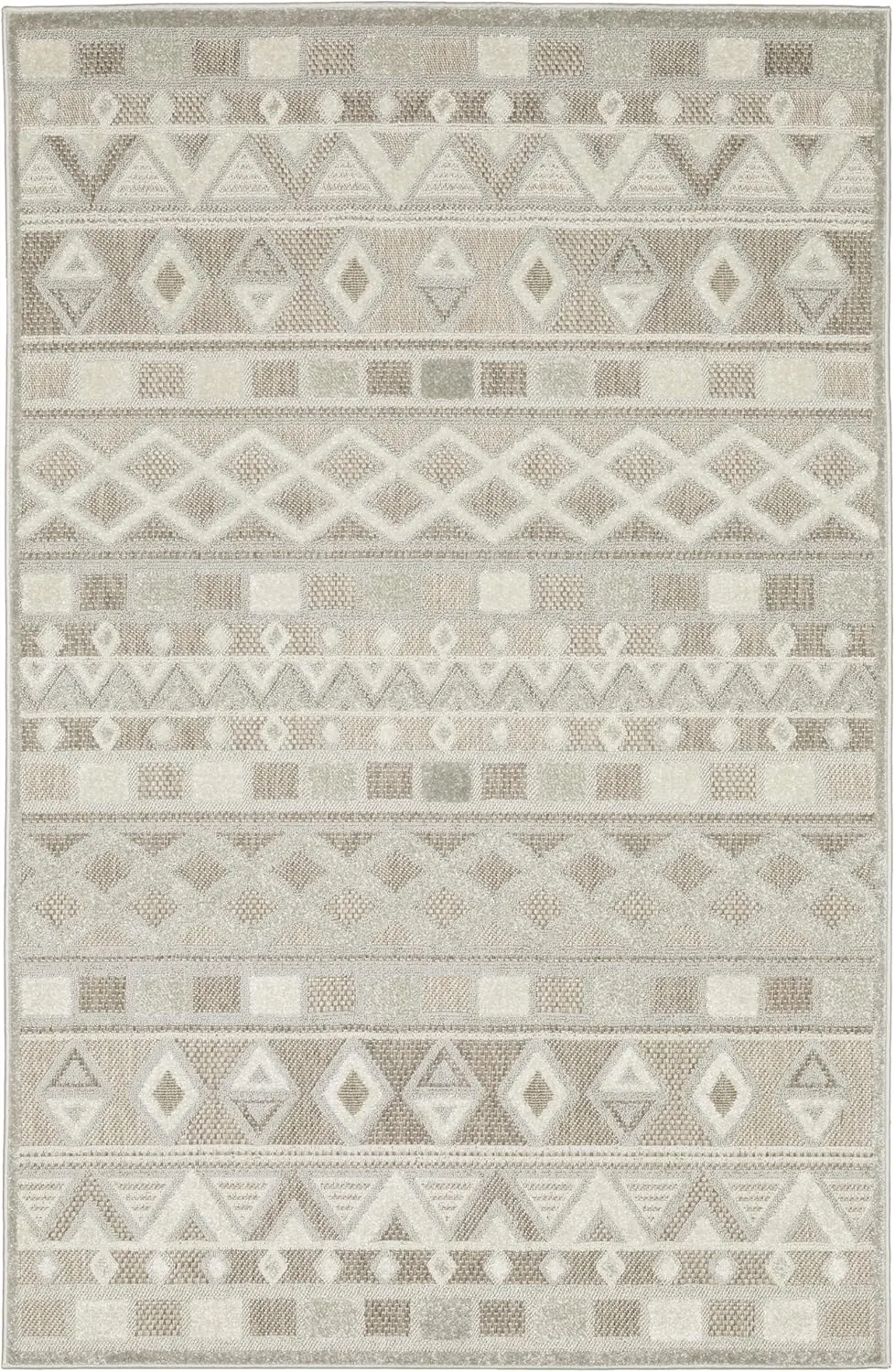 Oriental Weavers Tangier Area Rug - TAN09-5'3" x 7'6" - in Beige/Grey - Eclectic Global Style, Stain Resistant, Family and Pet Friendly, Bedroom, Office Rug